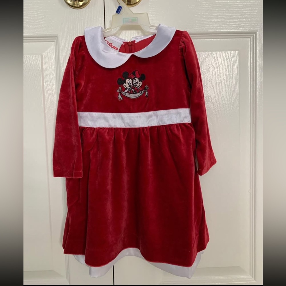 NWT Vintage Disney Mickey & Minnie Red Velvet Dress 24mo